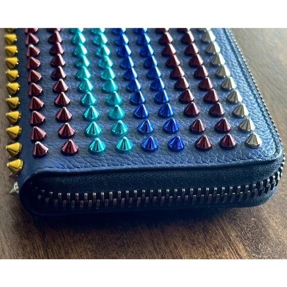 Christian Louboutin | Calf Leather Multi Rainbow Metal Spikes Panettone Wallet - Picture 4 of 16